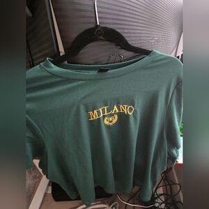 SHEIN Dark Green Tee with Gold Logo